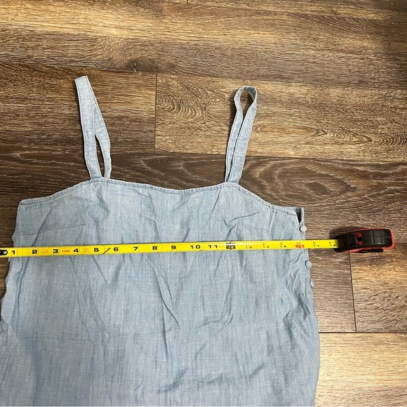 Madewell Crop Top Women's Light Blue Denim Square Neck Side Button Sleeveless - Picture 4 of 10